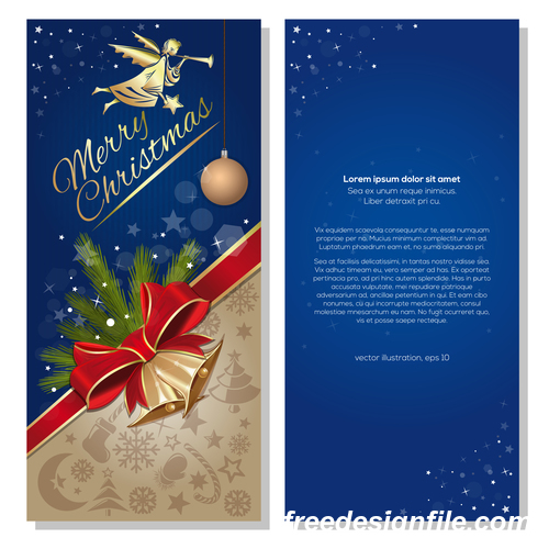 Festive blue banner with angel and jingle bells vector