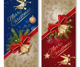 Festive red and blue banners with angel vector 01
