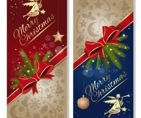 Festive red and blue banners with angel vector 02
