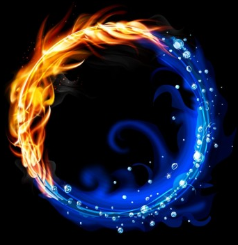 Fire and water ring art vector