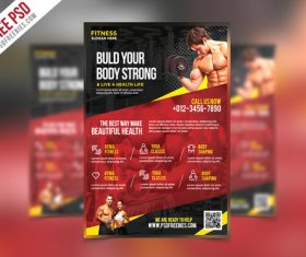Fitness and Gym Flyer with Poster PSD Template