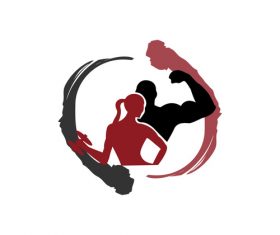 Fitness men and women silhouette vector
