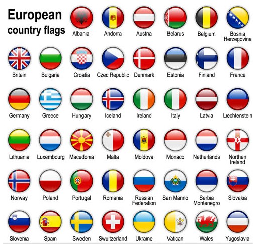 Flags European countries art vectors