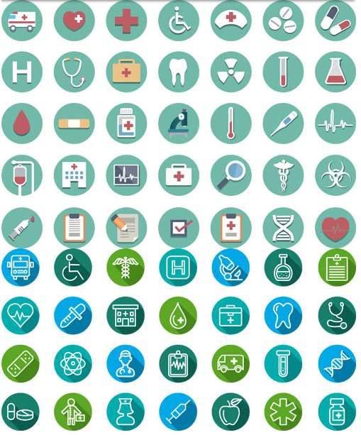 Flat Medical Icons Set vectors graphics