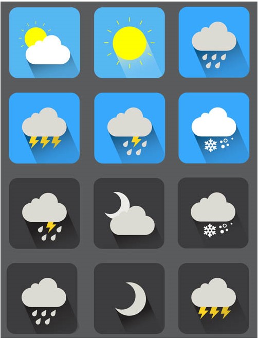 Flat Weather Icons 2 vector