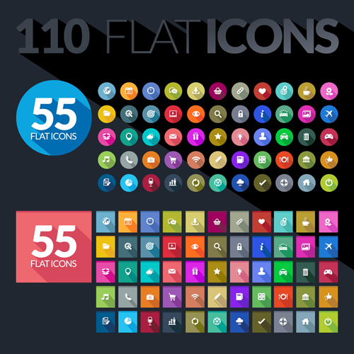 Flat icons set vector