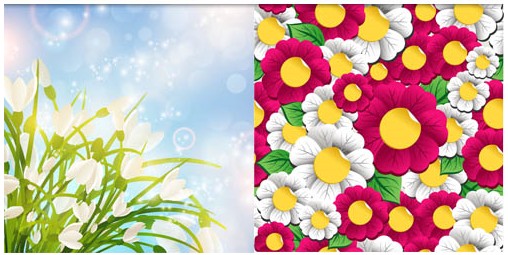 Floral Backgrounds art set vector