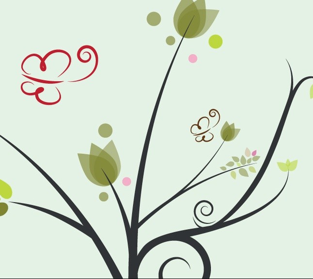 Floral Butterfly Background vector set