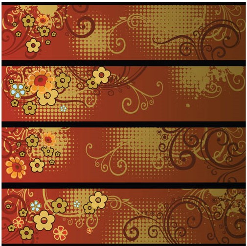 Floral Dark Banners vector