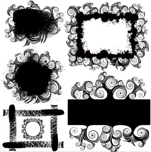 Floral Grunge Frames art design vectors