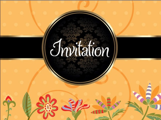 Floral Invitation Background vector set free download