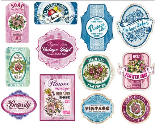 Floral Labels vector graphic