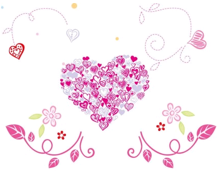 Floral Love Heart Vector Graphic Illustration