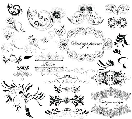 Floral Ornament Elements Mix 17 vector graphics