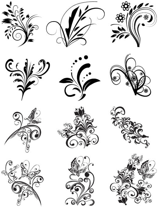 Floral Ornament Elements Mix 21 set vector