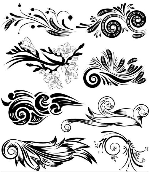 Floral Ornament Elements Mix 6 set vector