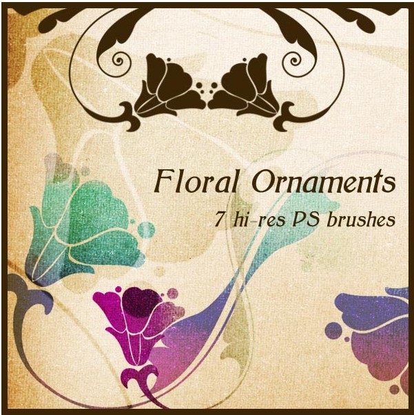 Floral Ornaments and Photoshop Brushes shiny vector