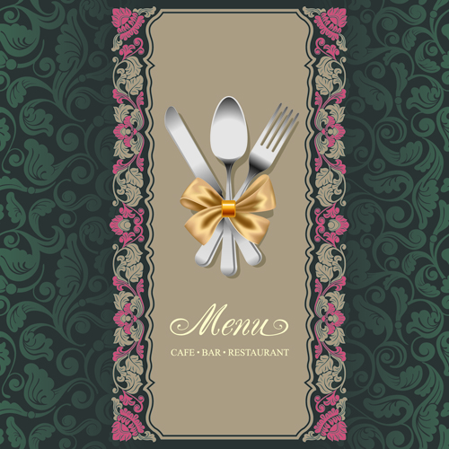 Floral Restaurant menu cover vector graphic
