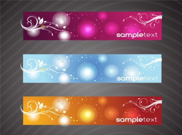 Floral Swirls Banners vectors graphics