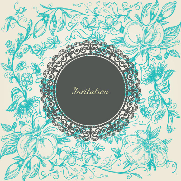 Floral and lace Invitation card vector