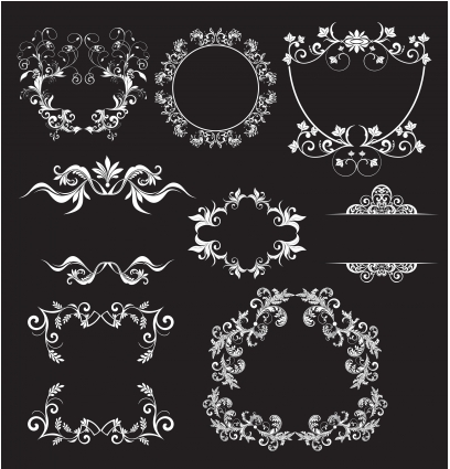 Floral elements frames vectors