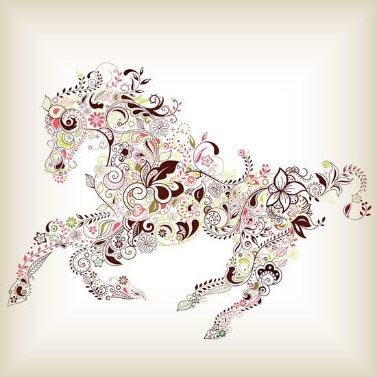 Floral horse vector