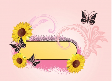 Floral label vector graphics