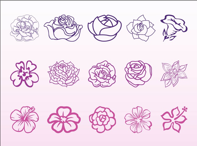 Flower Blossoms Graphics Set vectors material