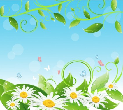 Flower and leaf background vector