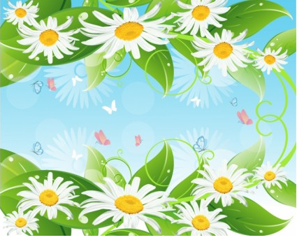 Flower and leaf background vector graphic