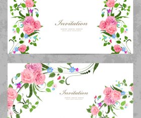Flower vintage invitation card template vector 02