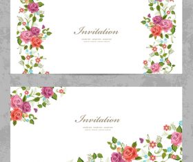 Flower vintage invitation card template vector 03