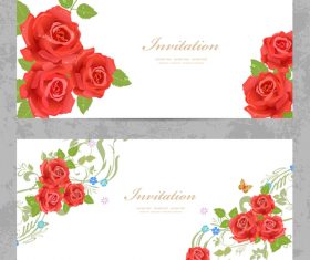 Flower vintage invitation card template vector 04