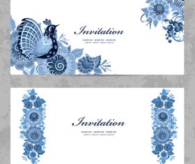 Flower vintage invitation card template vector 06