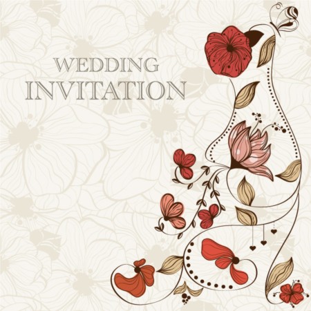 Flower wedding invitation card vectors