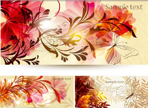 Flowers Shiny Banners Illustration vector