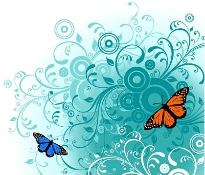Flowers and Butterfly Free Graphics Illustration vector