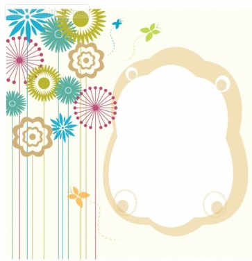 Flowers with frame free Illustration vector