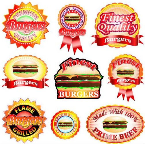 Food Shiny Labels creative vector
