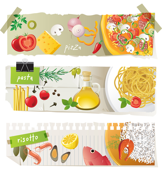Food banner vector set