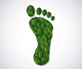 Footprint with green leaves vector illustration 01