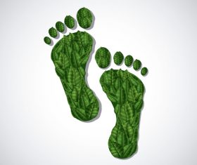 Footprint with green leaves vector illustration 03