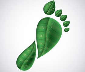 Footprint with green leaves vector illustration 04