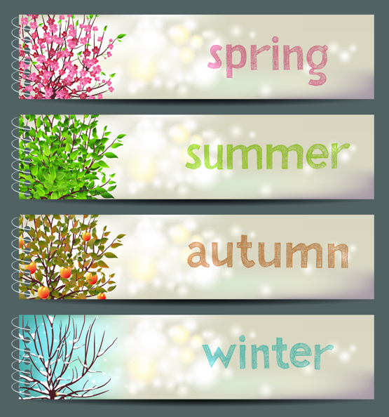 Four seasons banner set vector