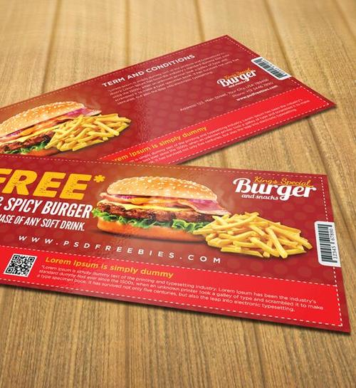 Free Burger Coupon PSD Template