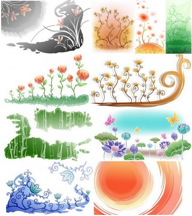 Fresh flowers handpainted background 01 vector