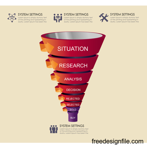 Funnel sales infographic template vector 03