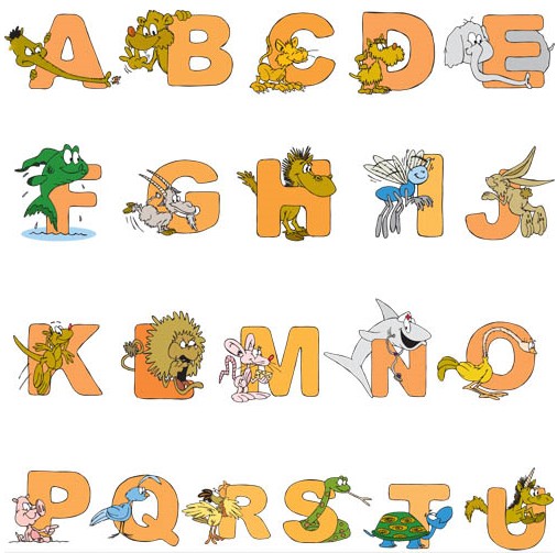 Funny Animals Alphabet Vector