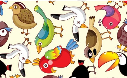 Funny Birds Pattern Free vector