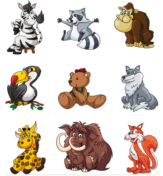 Funny Cartoon Animals 4 vector